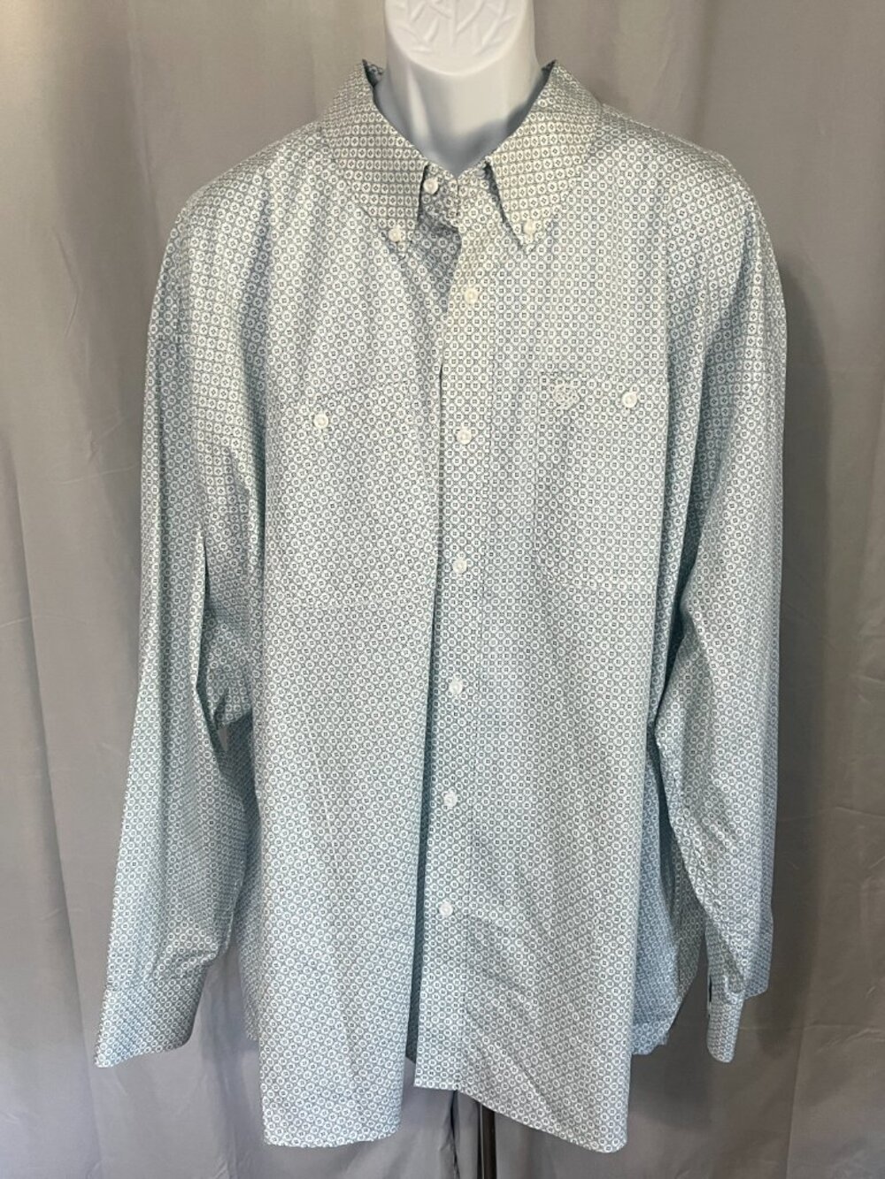 🤠 Wrangler George Strait Men’s Western Shirt White Green Blue 4XL 🔥 - Picture 2 of 7